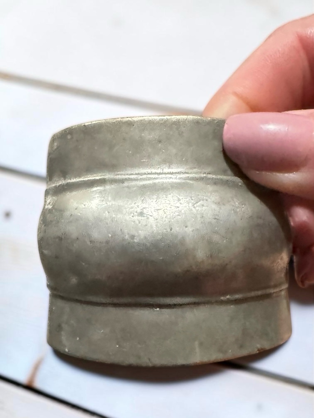 VTG Signed Robin Kahn Pewter Wide Modernist Statement Cuff Bracelet